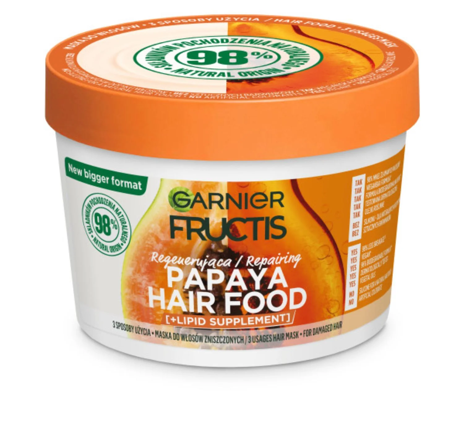 Fructis Papaya Hair Food regenerująca maska do włosów zniszczonych, 400 ml