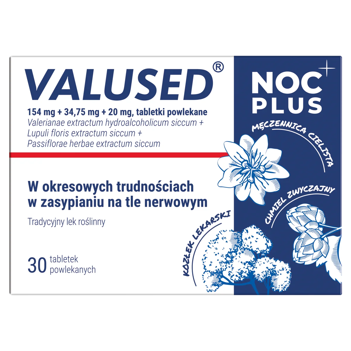 Valused Noc Plus 154 mg + 34,75 mg + 20 mg, 30 tabletek powlekanych