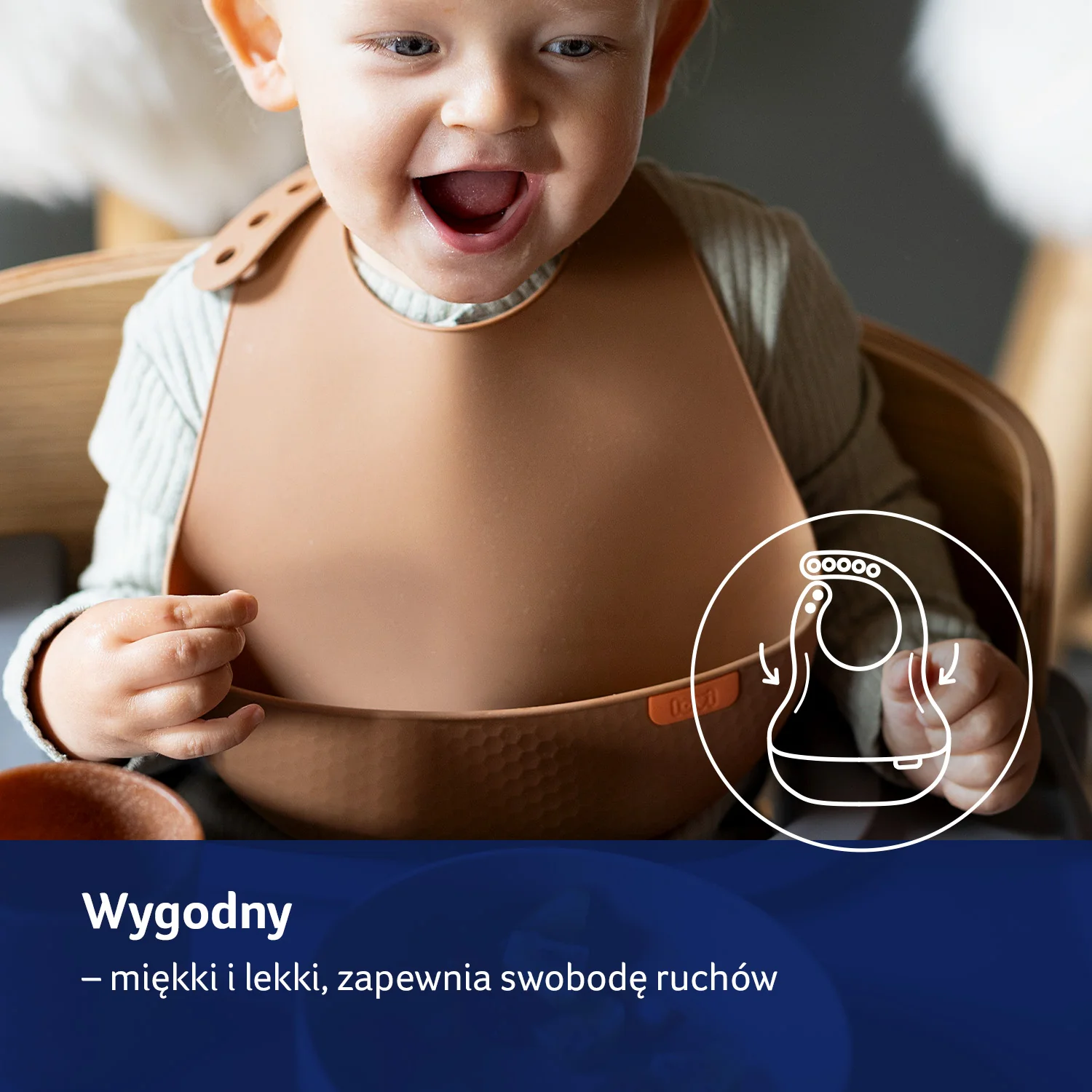 LOVI Śliniak silikonowy z kieszonką nude, 1 sztuka