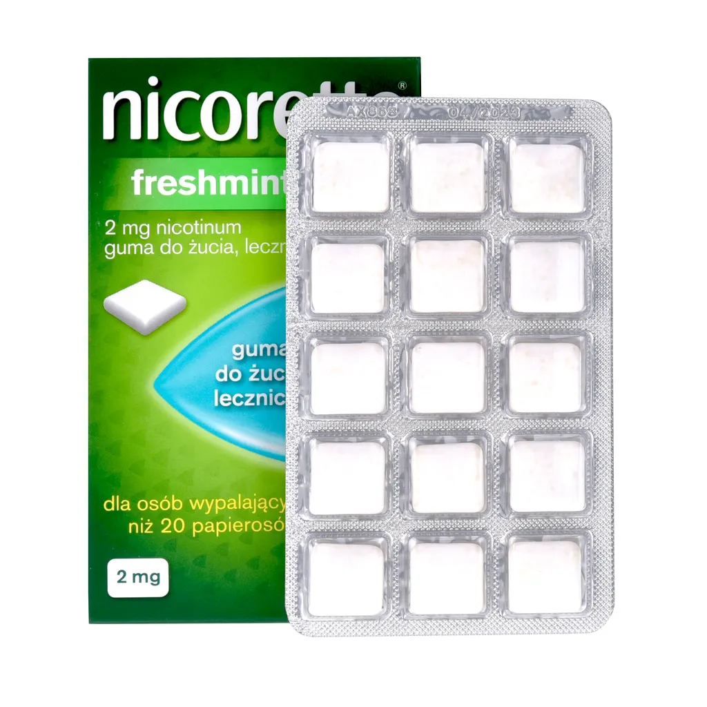 Nicorette Freshmint Gum, 2 mg, 105 gum do żucia 