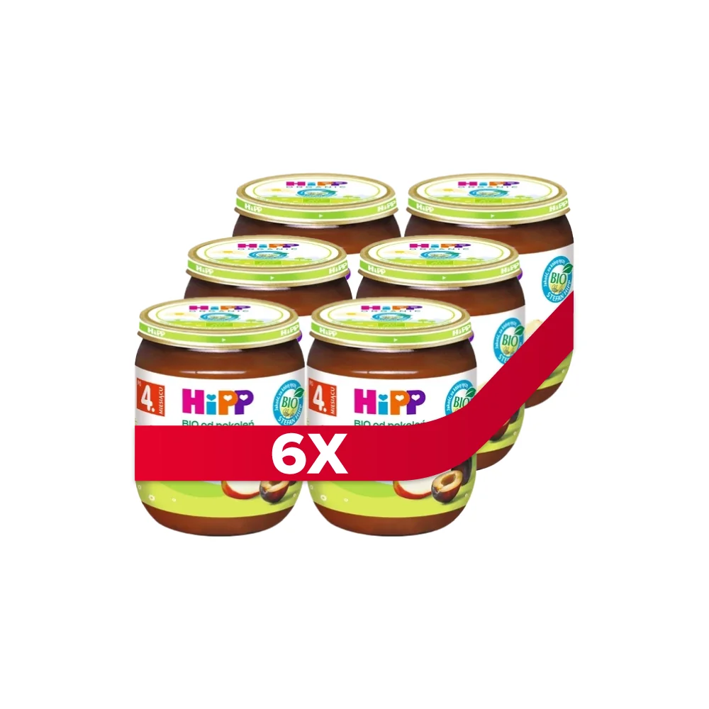 HiPP BIO od pokoleń śliwki z jabłkami po 4. miesiącu, 6 x 125 g