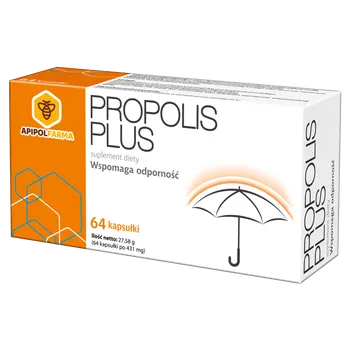 Propolis Plus, suplement diety, kapsułki miękkie, 64 sztuki 