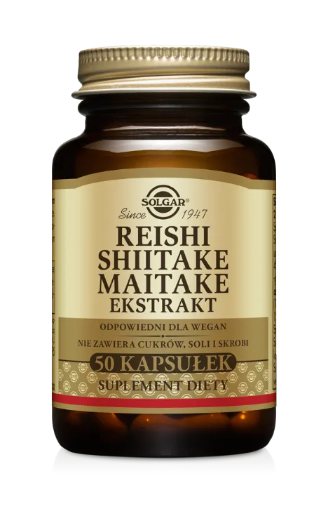 Solgar Reishi Shiitake Maitake Ekstrakt, suplement diety, 50 kapsułek