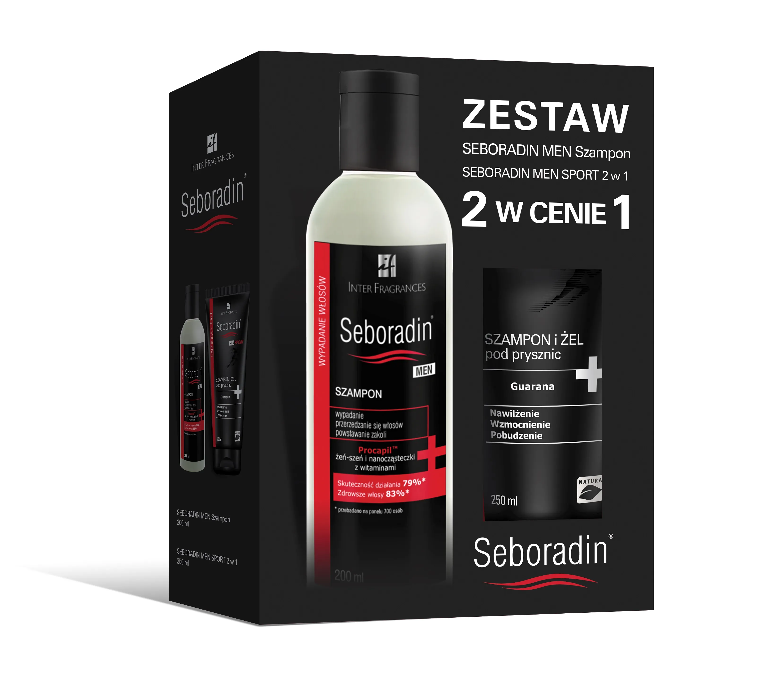 Seboradin Men zestaw szampon, 200 ml + żel pod prysznic, 250 ml