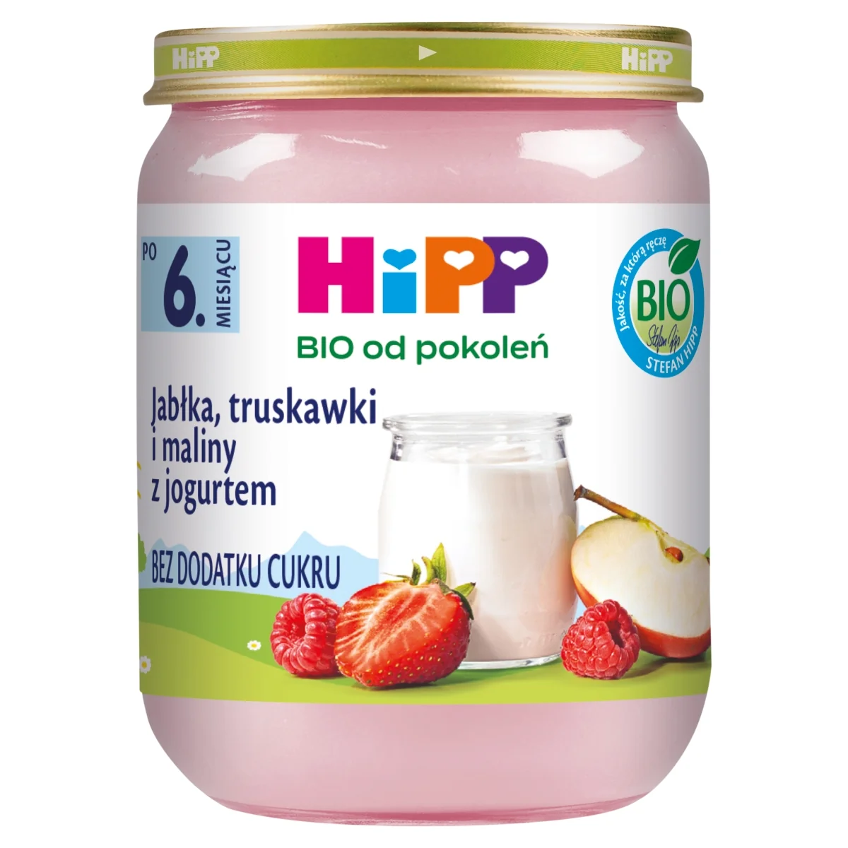 HiPP BIO od pokoleń deserek truskawki i maliny z jogurtem, 160 g