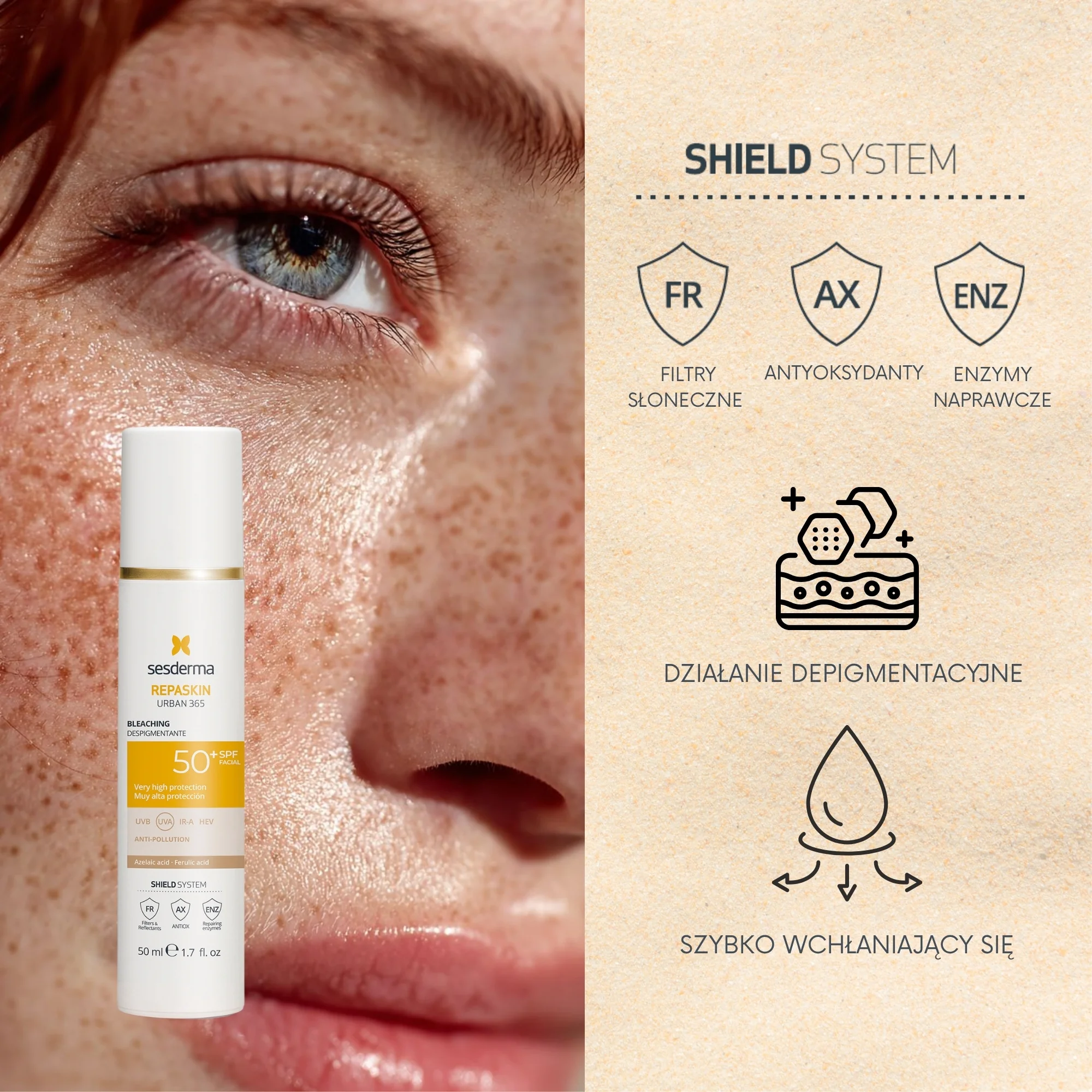 Sesderma Repaskin Urban 365 Depigmentacja krem do twarzy SPF 50+, 50 ml