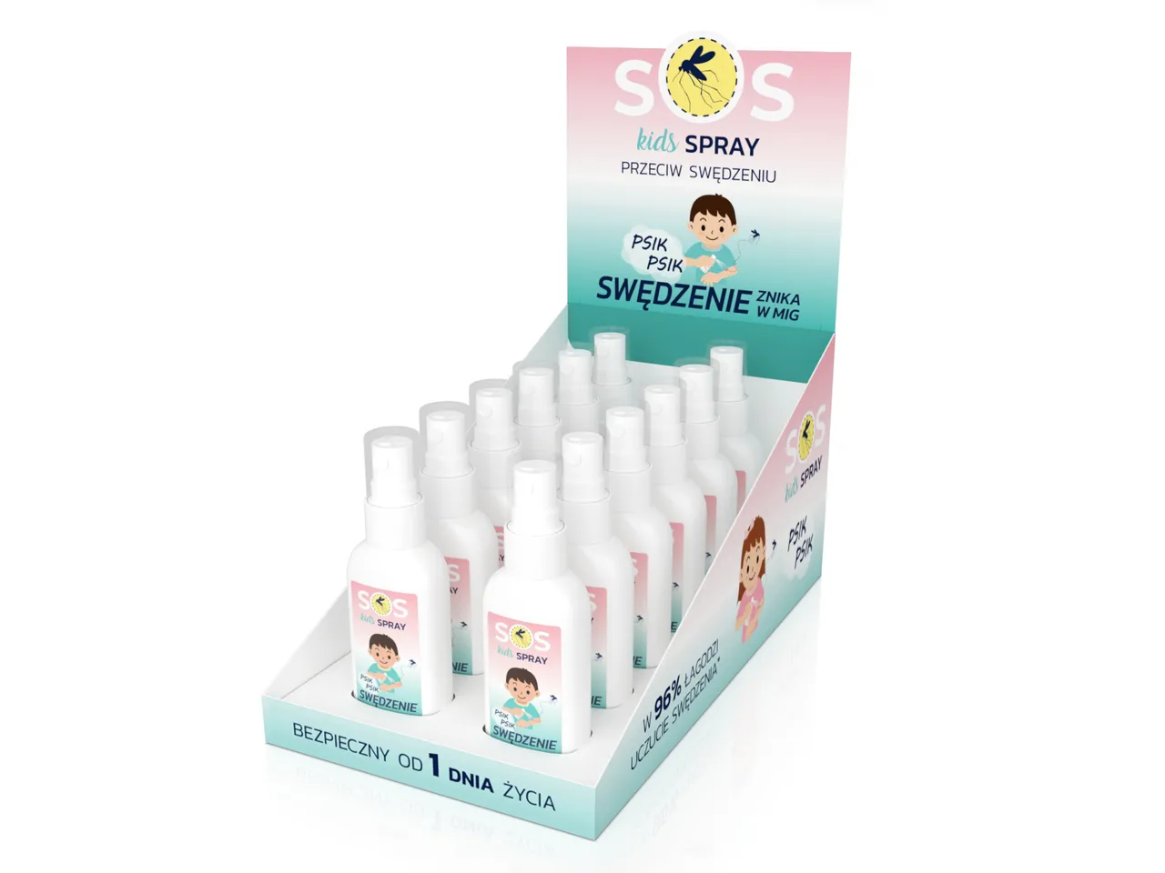 SOS Kids Spray, spray przeciw swędzeniu dla dzieci, display 12 x 40 ml