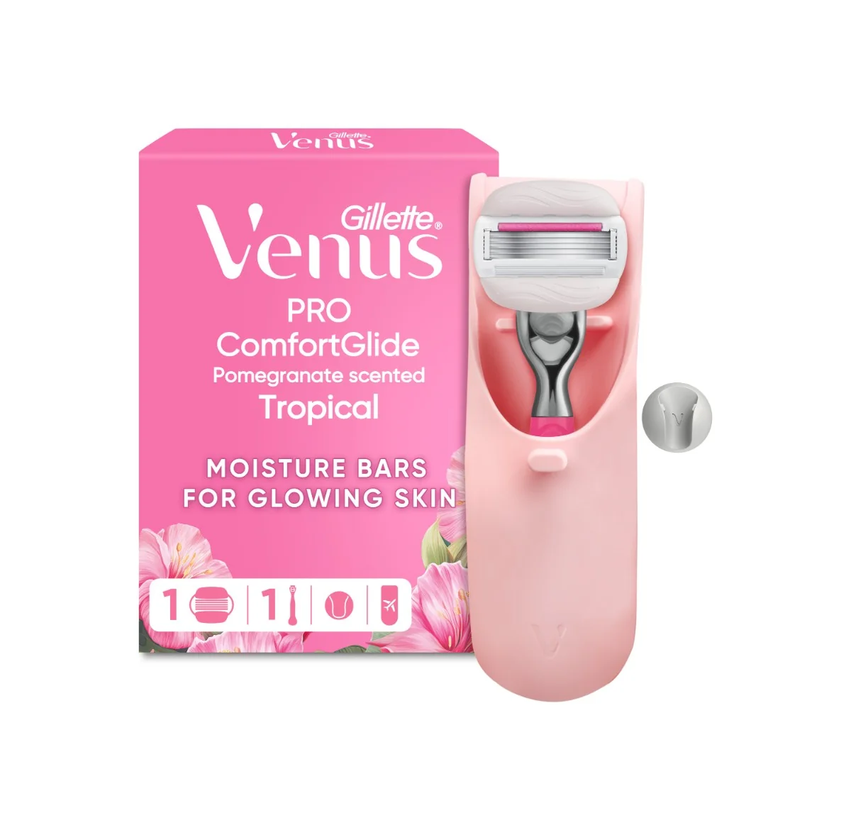 Gillette Venus Pro ComfortGlide Tropical damska maszynka do golenia + 1 wkład wymienny + etui podróżne