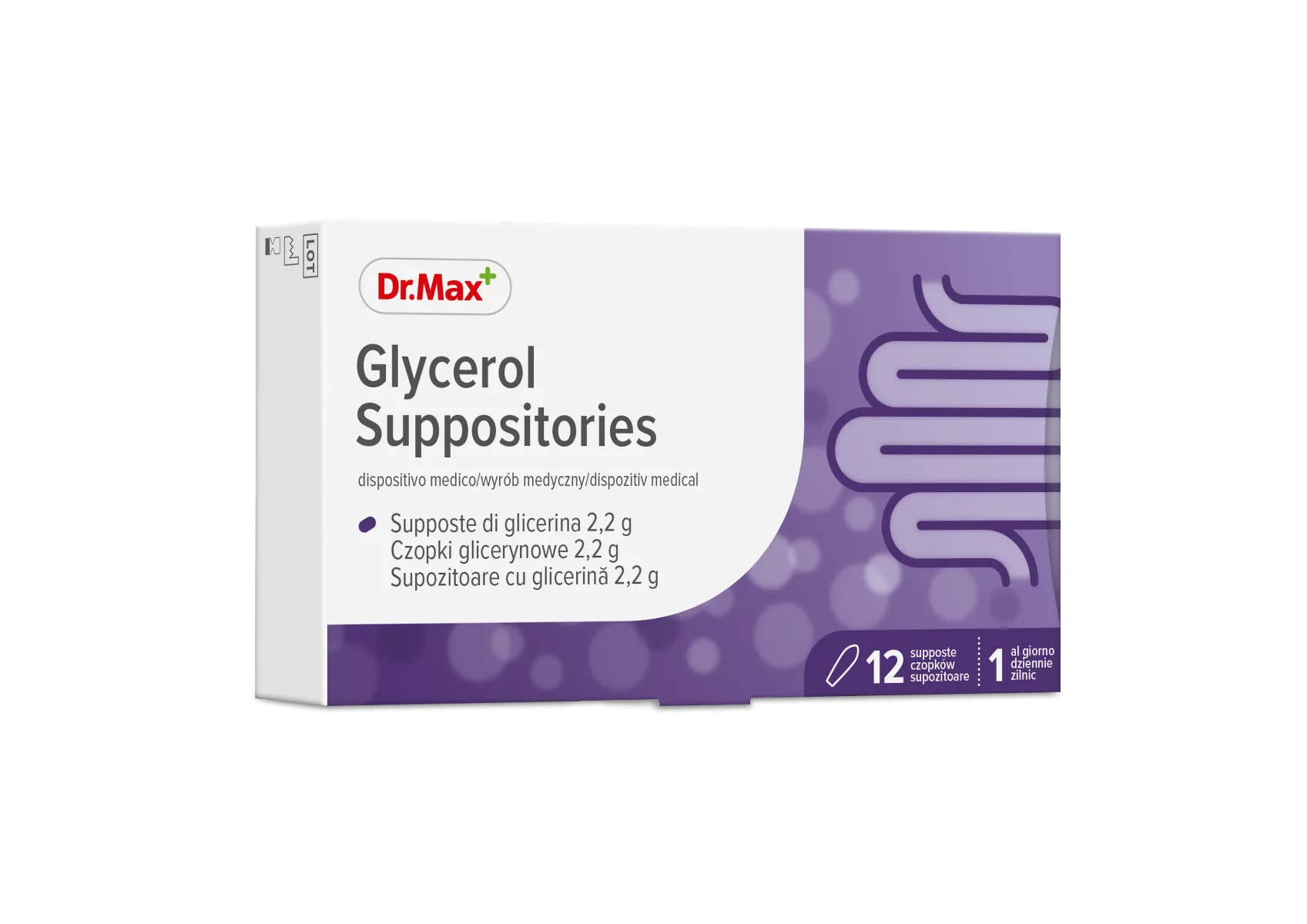 Glycerol Suppositories Dr.Max, czopki glicerynowe 2,2g, 12 sztuk