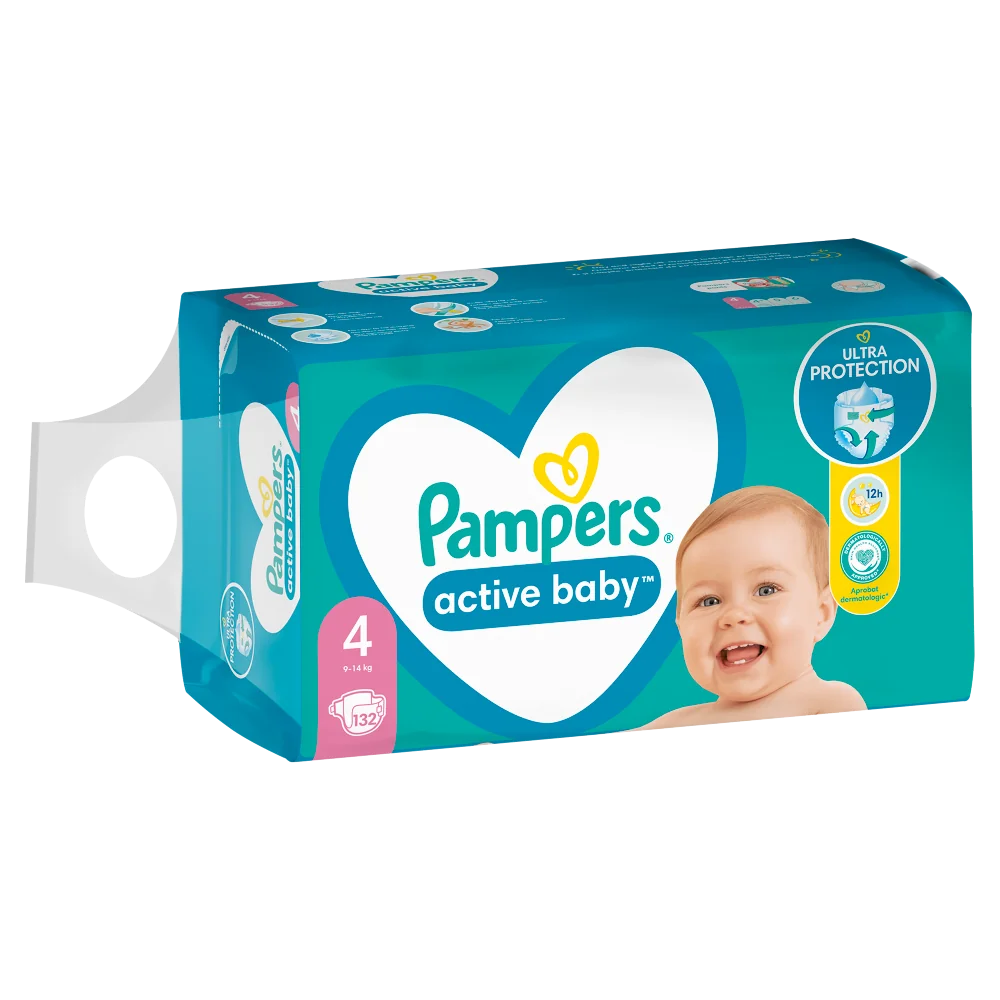 Pampers Active Baby Mega Pack pieluchy, rozmiar 4, 132 szt.