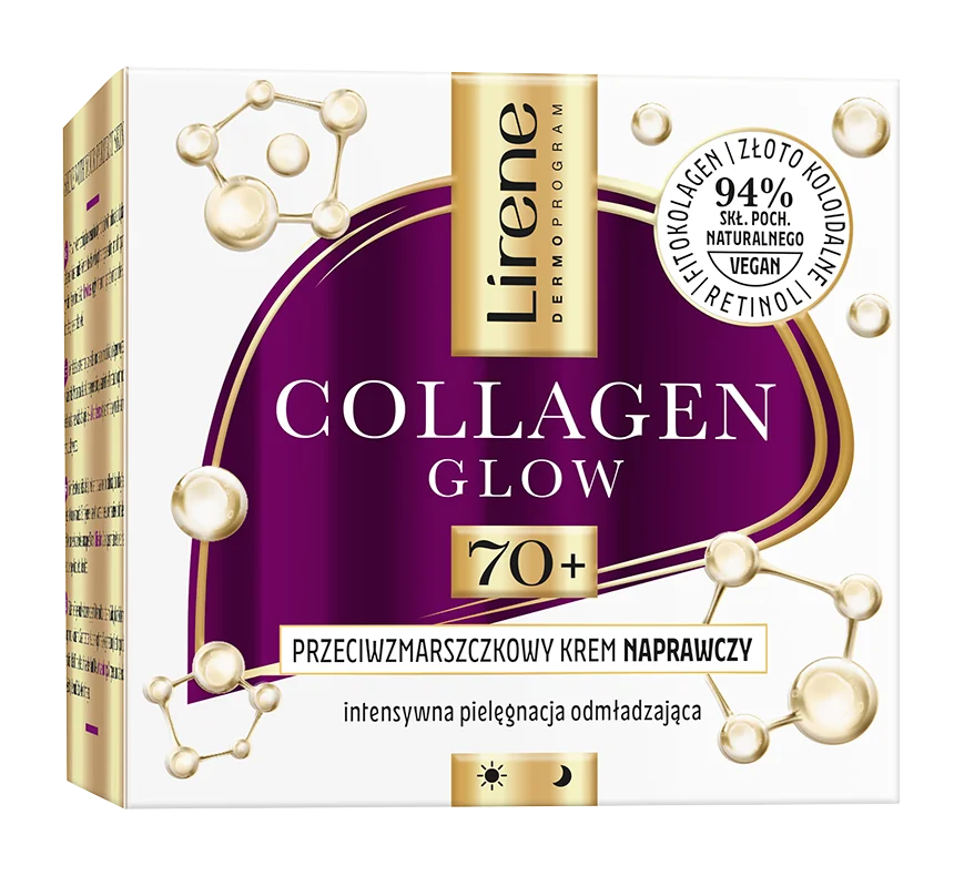 Lirene Collagen Glow przeciwzmarszczkowy krem naprawczy 70+, 50 ml