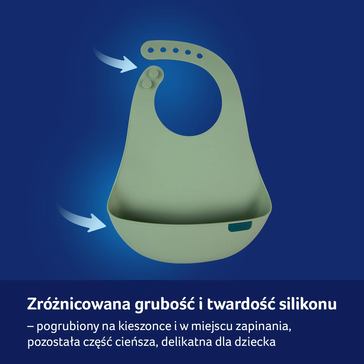 LOVI Śliniak silikonowy z kieszonką pistachio, 1 sztuka