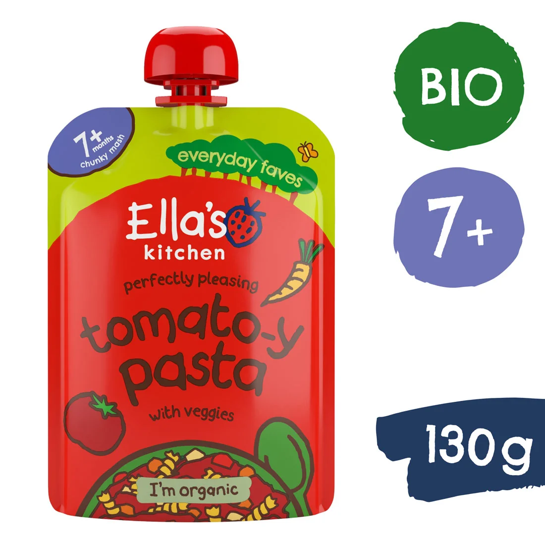 Ella's Kitchen BIO makaron pomidorowy z warzywami, 130 g