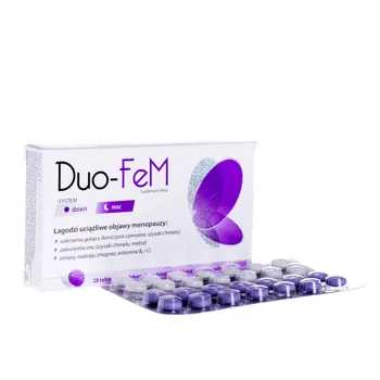 Duo-FeM - suplement diety łagodzący uciążliwe objawy menopauzy, 28 tabletek na dzień i 28 na noc 