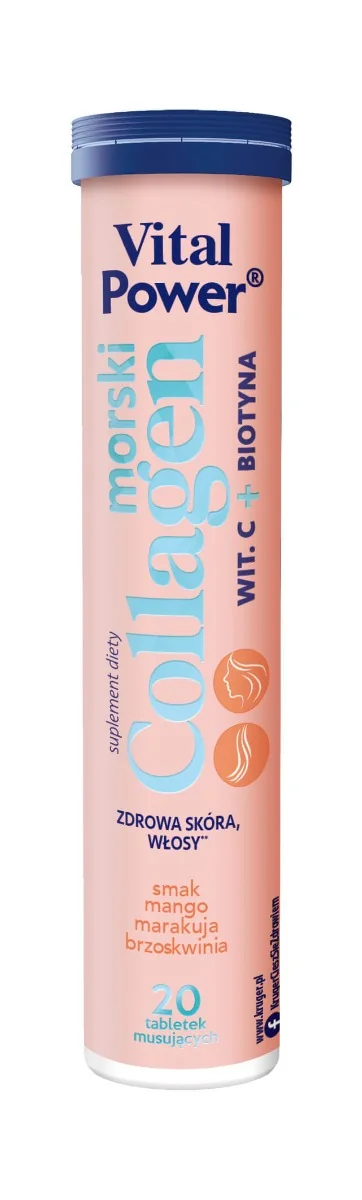 Krüger Vital Power Magnez + Witamina E tabletki, smak mango i marakuja, 20 tab.