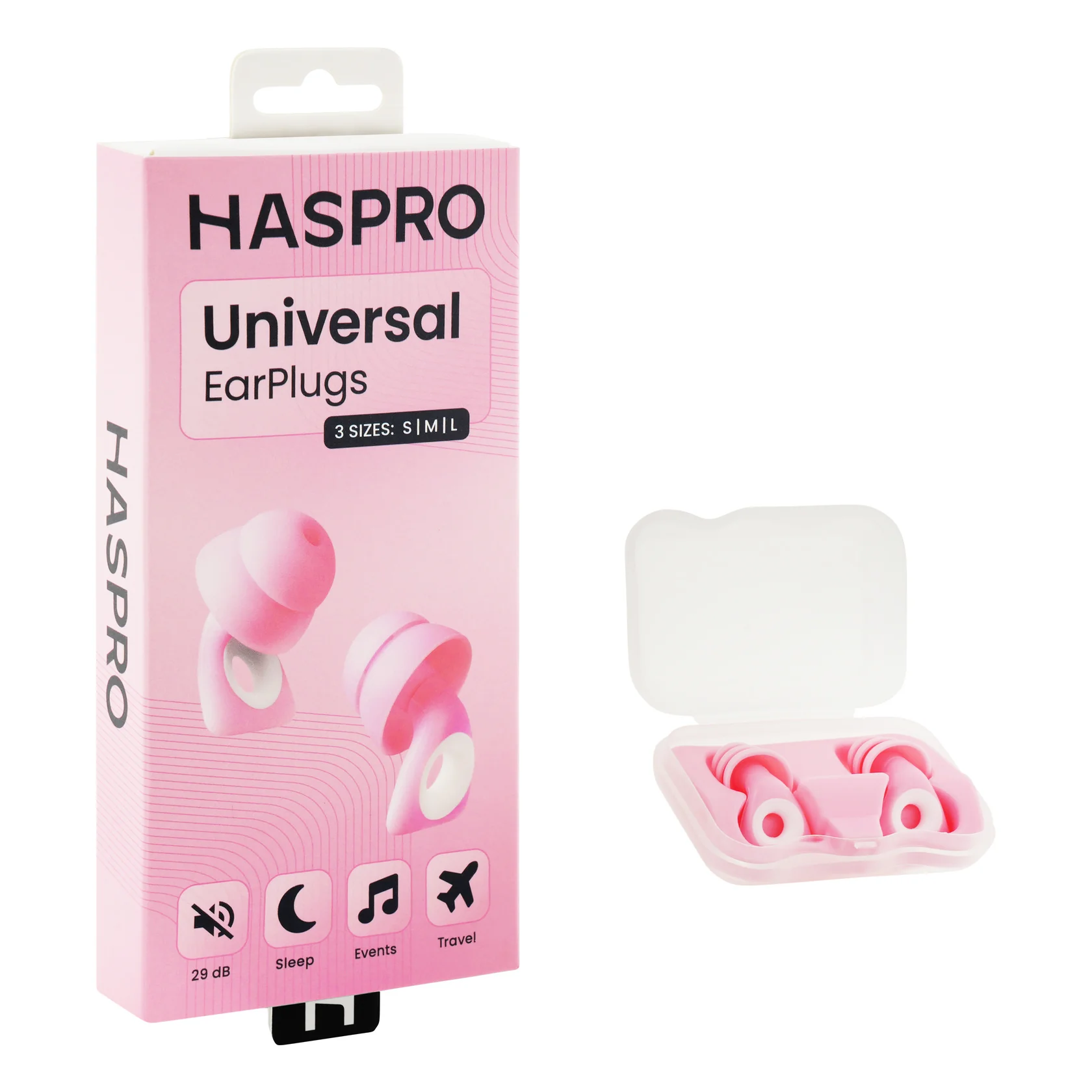 HASPRO Universal silikonowe zatyczki do uszu różowe, 2 sztuki