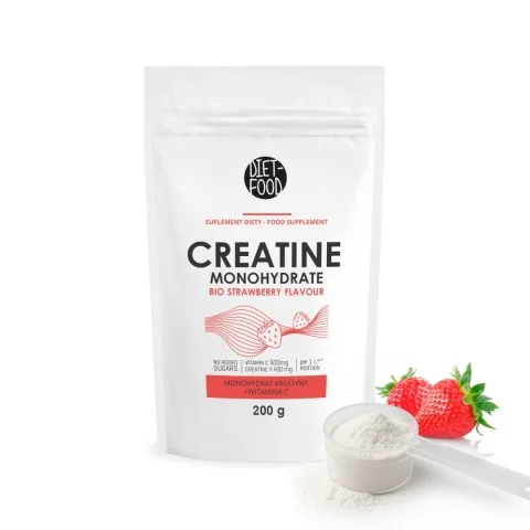 DIET-FOOD Kreatyna Monohydrat z Witaminą C truskawka, proszek, 200 g