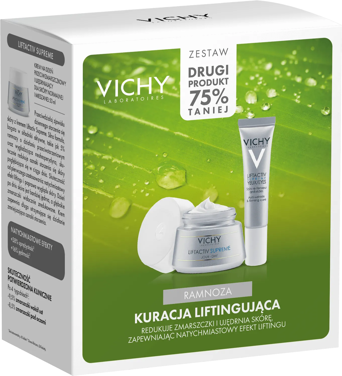 Vichy zestaw Liftactiv Supreme, przeciwzmarszczkowa pielęgnacja ujędrniająca, skóra normalna i mieszana, 50 ml + przeciwzmarszczkowa pielęgnacja skóry wokół oczu, 15 ml