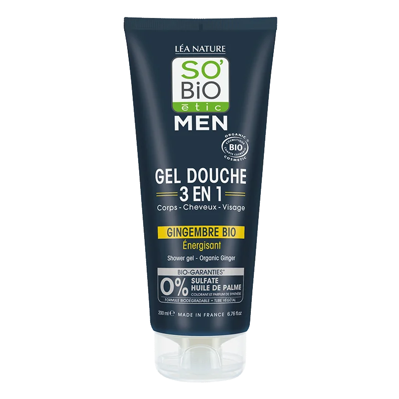 SO'BiO étic Men żel pod prysznic i szampon 3w1 Imbir, 200 ml