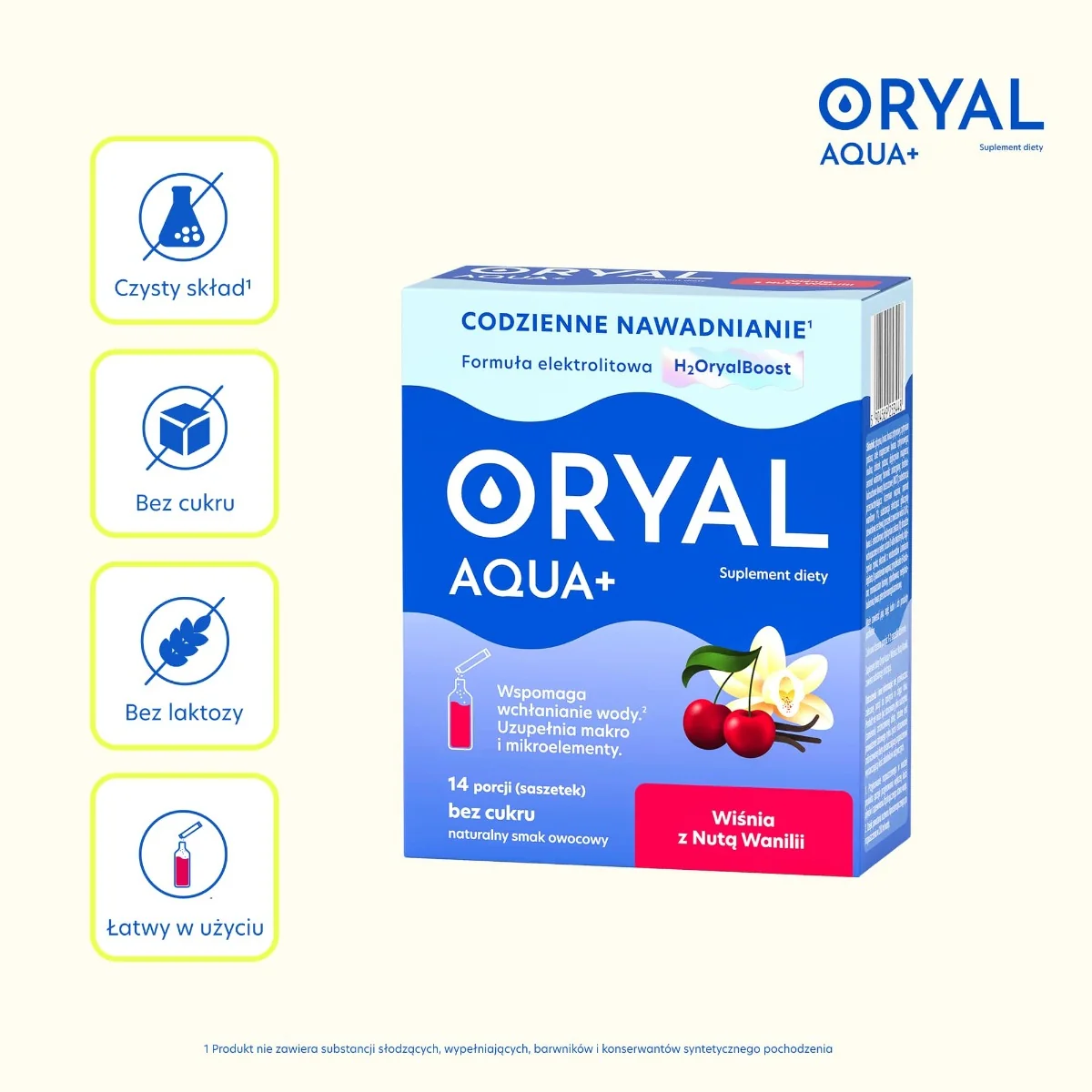 Oryal Aqua+ Wiśnia z nutą wanilii 14 saszetek