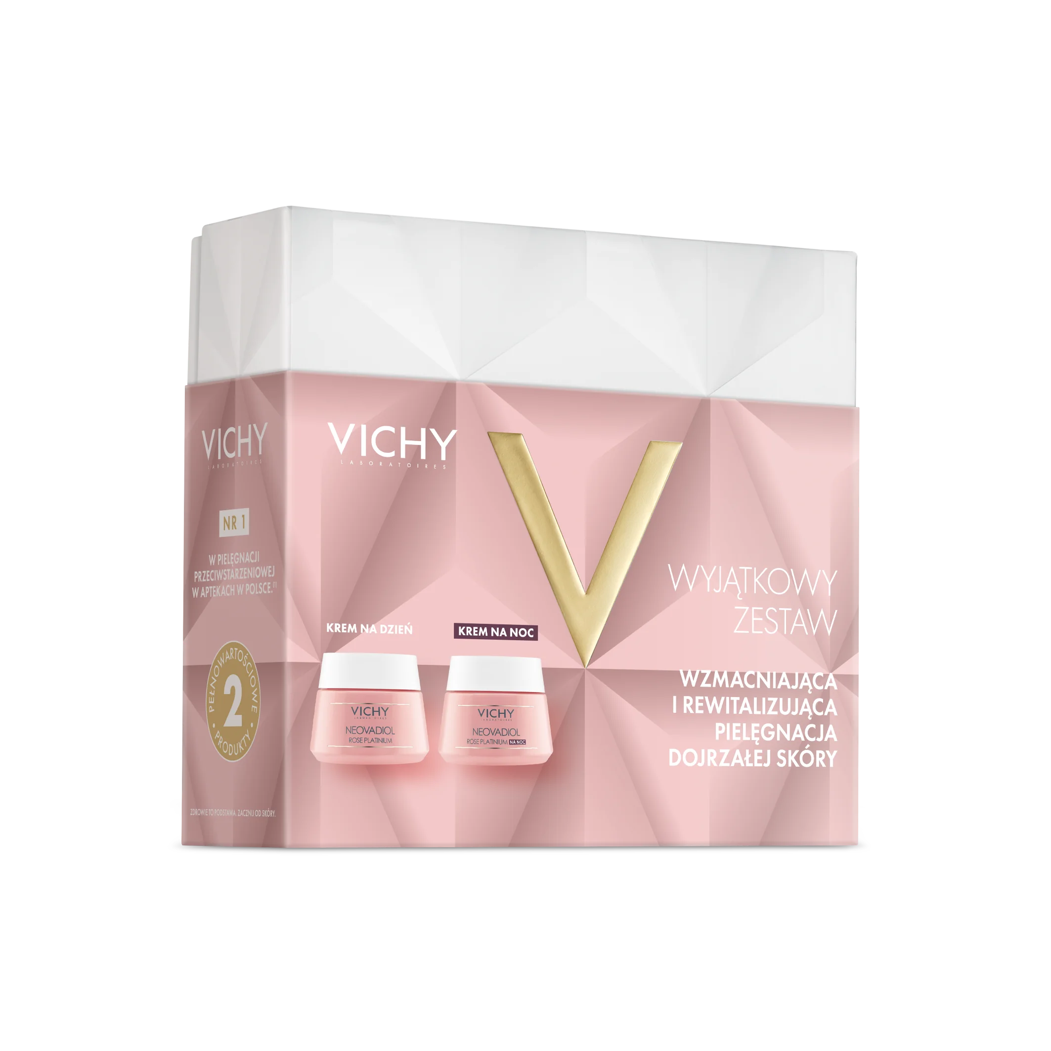 Vichy Neovadiol Rose Platinium zestaw prezentowy wzmacniający i rewitalizujący krem na dzień, 50 ml + wzmacniający i regenerujący krem na noc, 50 ml