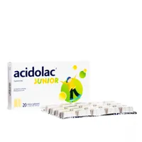 Acidolac Junior - suplement diety wspomagający prawidłowe działanie układu odpornościowego u dzieci, 20 tabletek.