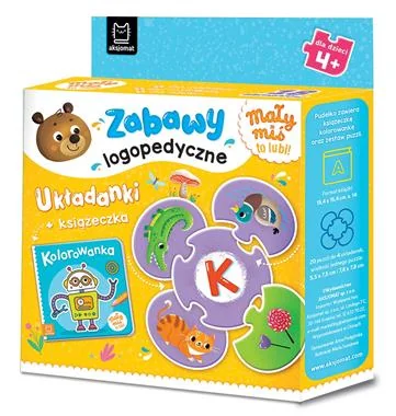 Mały Miś to lubi! Zabawy logopedyczne układanki + książeczka