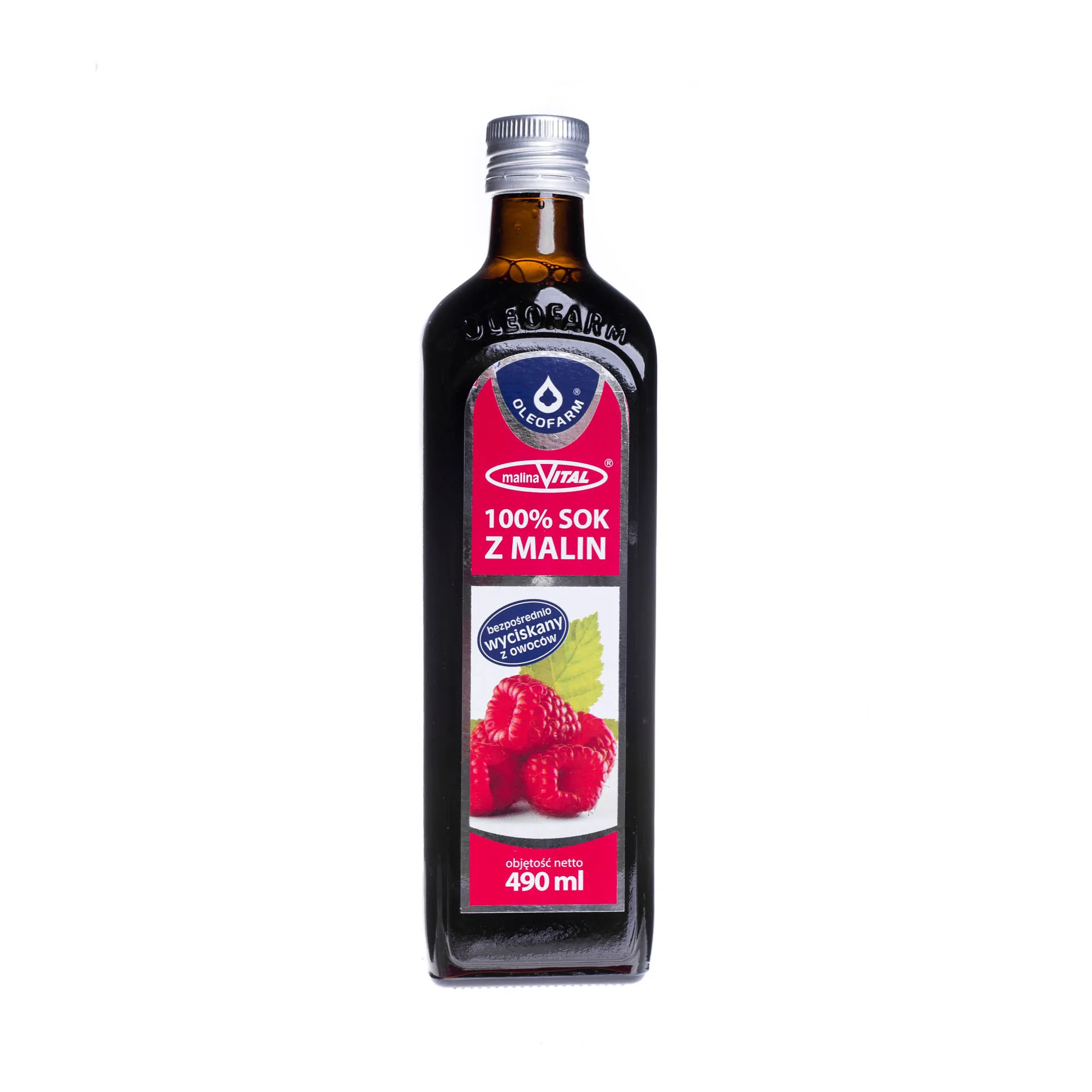 Oleofarm MalinaVital Sok z Malin 100%, 490 ml 