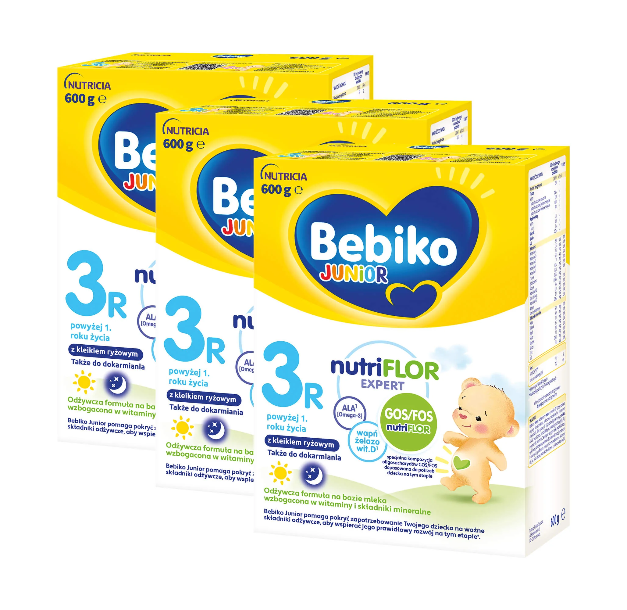 Bebiko Junior 3R Odżywcza formuła na bazie mleka dla dzieci powyżej 1. roku życia,  3 x 600 g