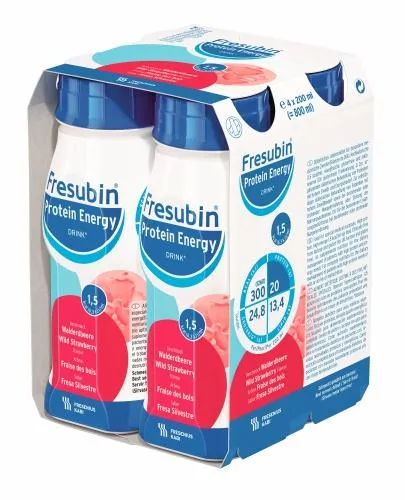 Fresubin Protein Energy Drink, smak poziomkowym, płyn, 4 x 200 ml