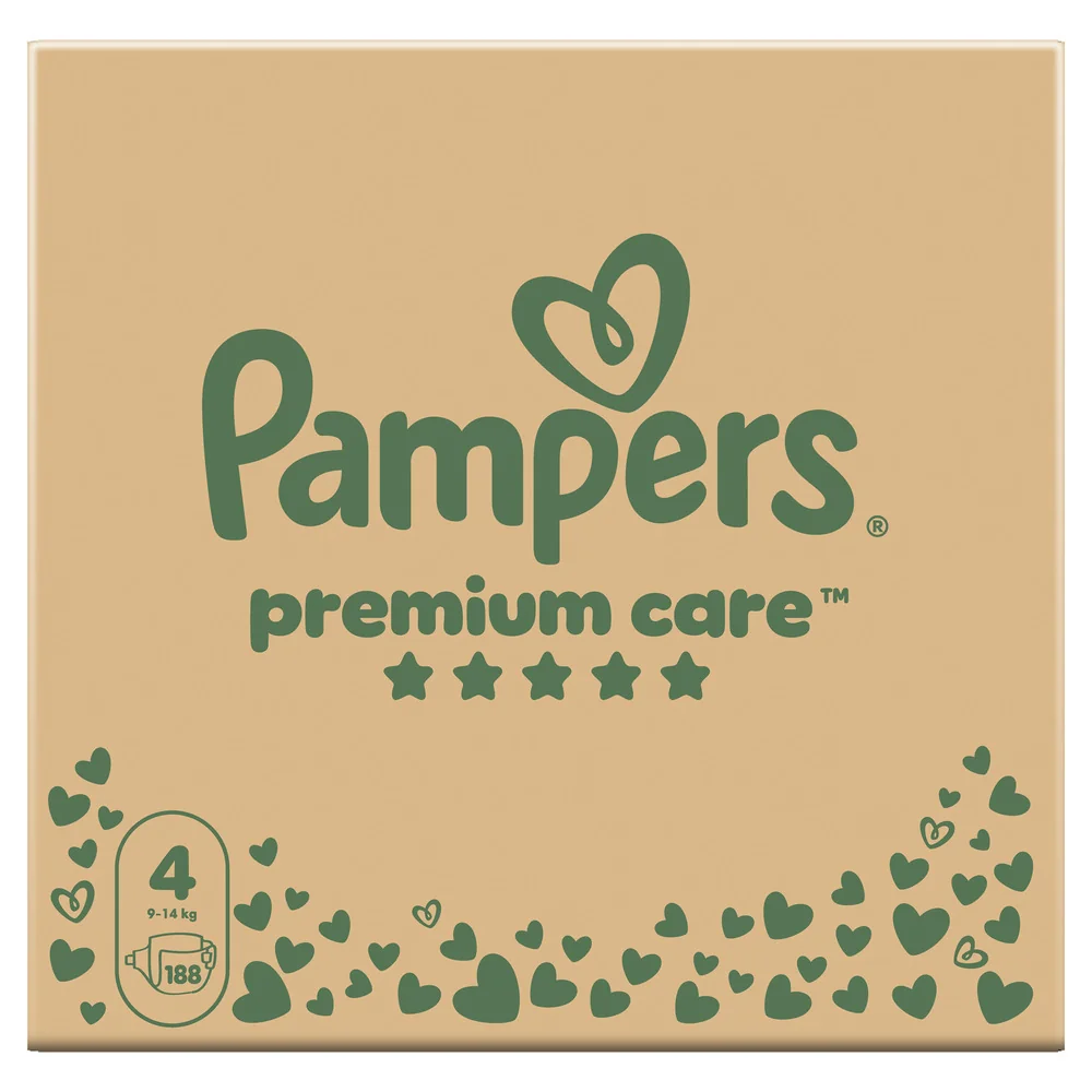 Pampers Premium Care 4 pieluchy, rozmiar 4, 9-14 kg, 188 sztuk
