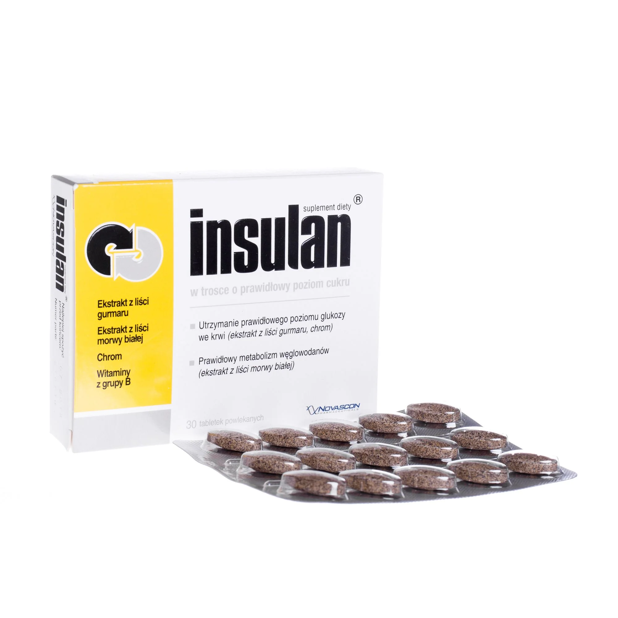Insulan 30 tabletek powlekanych. Data ważności: 31.10.2026