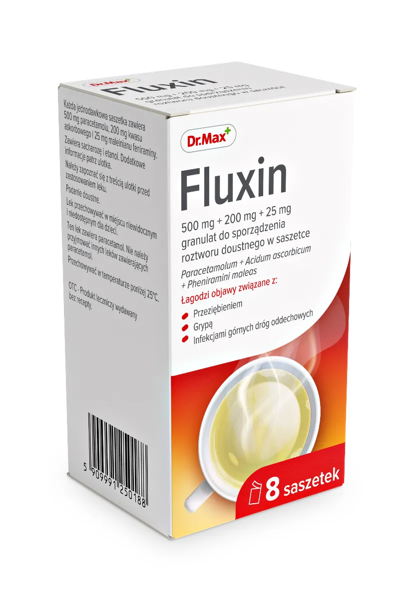 Fluxin Dr.Max, 500 mg + 200 mg + 25 mg, 8 saszetek