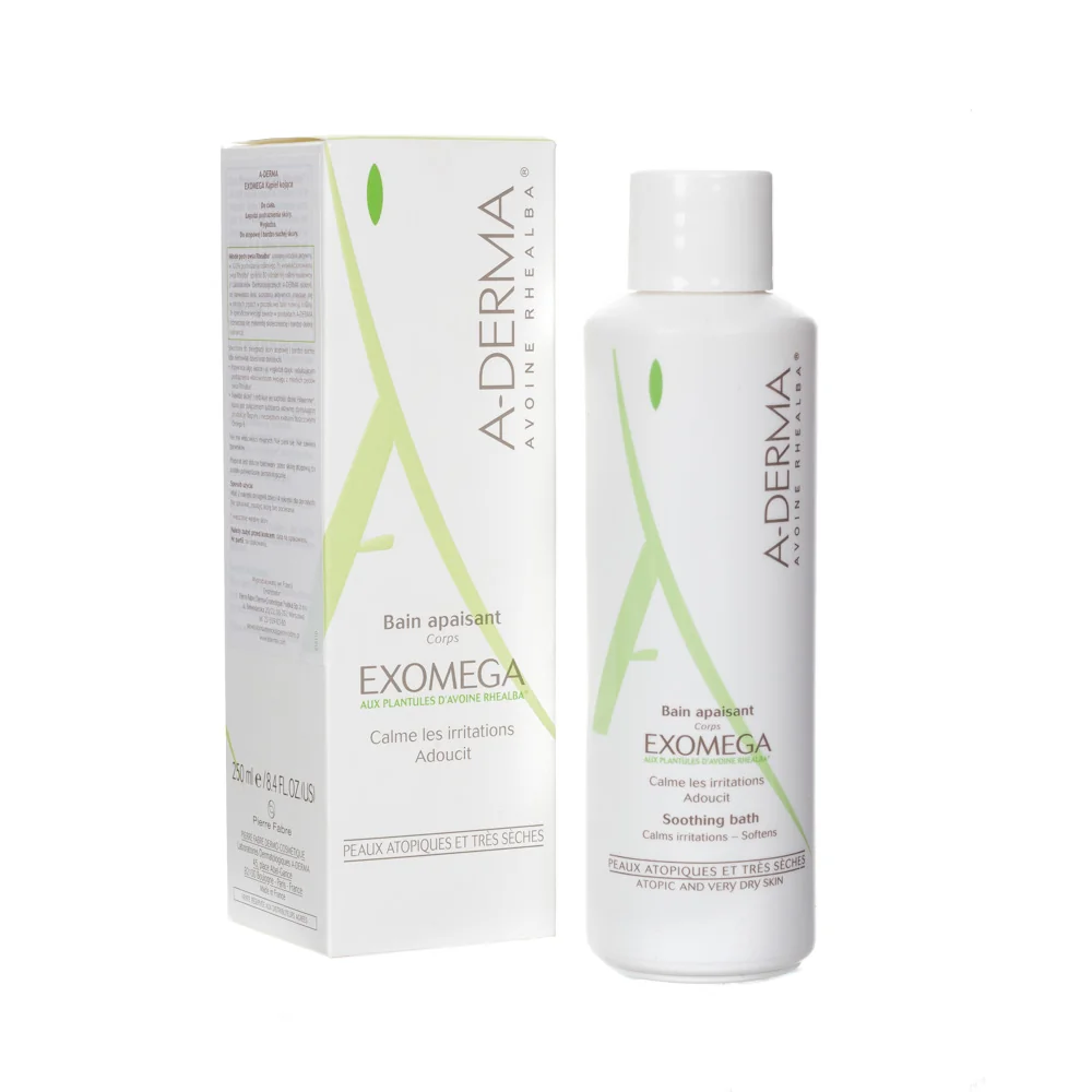 A-derma EXOMEGA kojąca kąpiel, zmniejsza podrażnienie i udelikatnia, 250 ml 