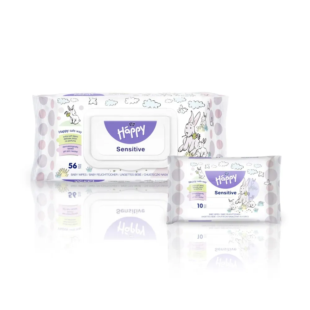 Bella Baby Happy Sensitive, chusteczki nasączone, 56 sztuk