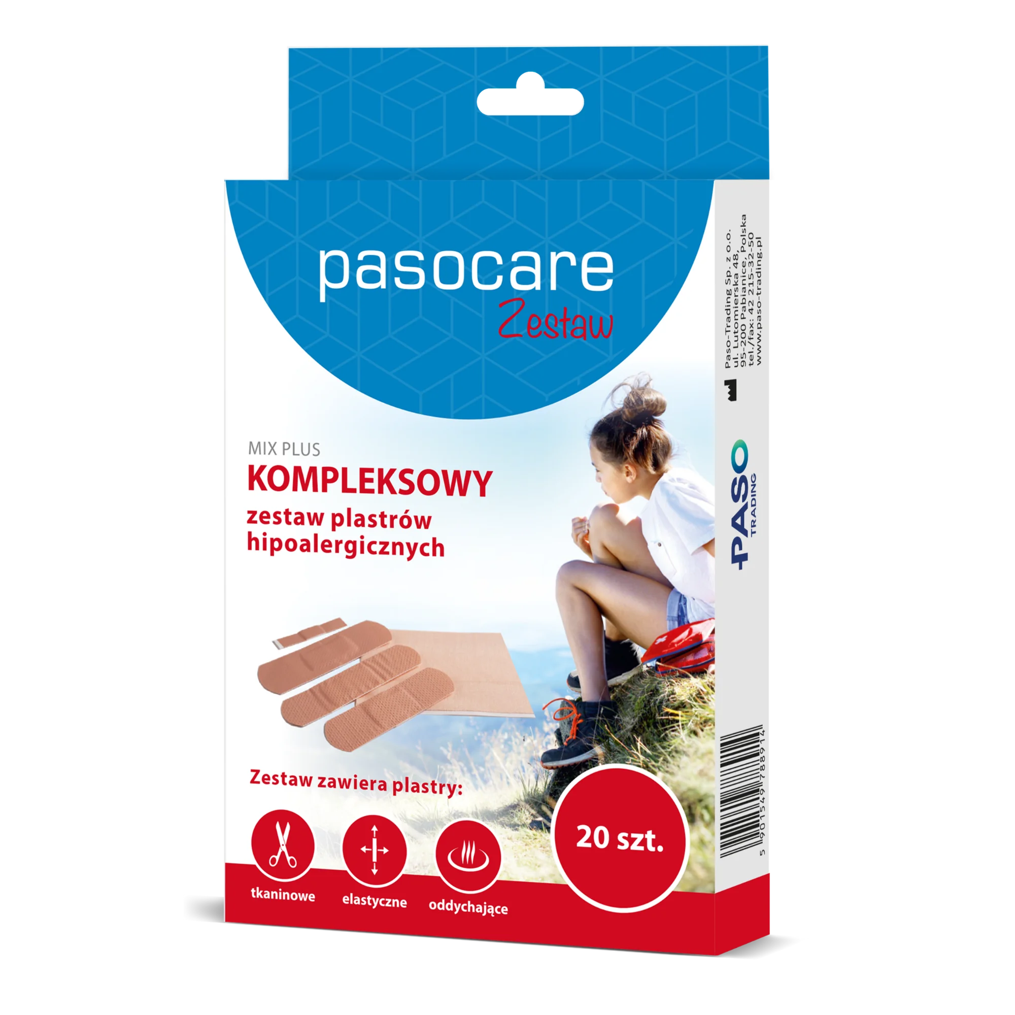Pasocare Zestaw Mix Plus kompleksowy zestaw plastrów hipoalergicznych, 20 sztuk