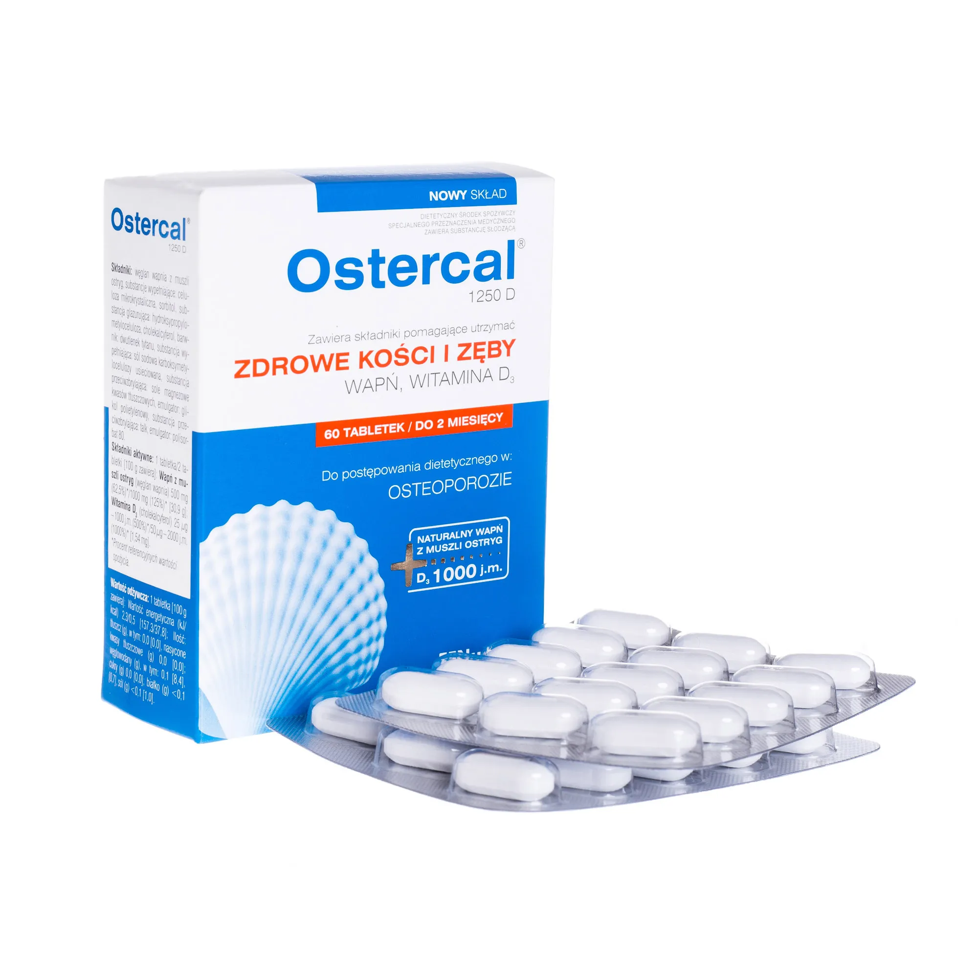 Ostercal, środek do postępowania dietetycznego w osteoporozie, 60 tabletek 