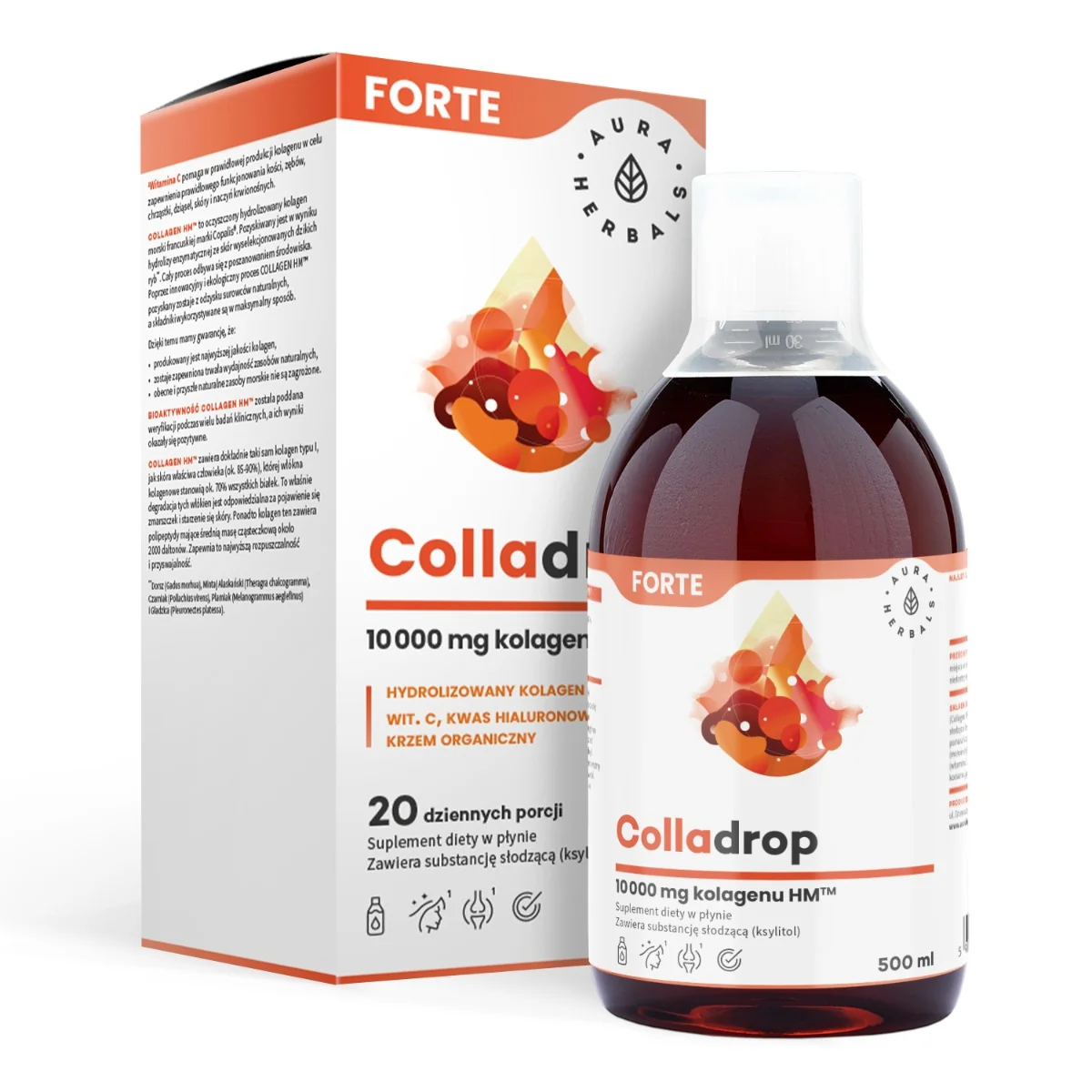 Aura Herbals Colladrop Forte Kolagen morski 10000 mg płyn, 500 ml