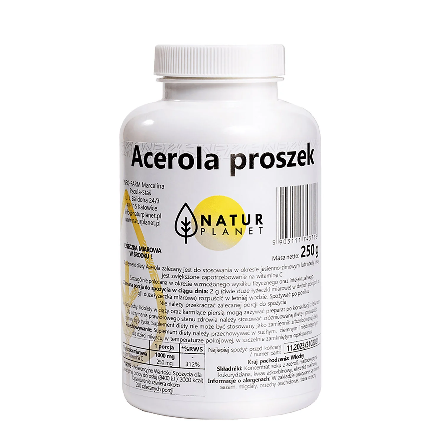 Natur Planet acerola proszek, 250 g