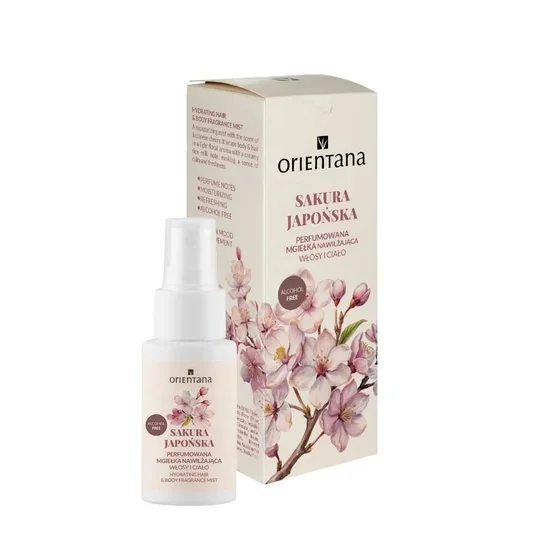 Orientana Sakura Japońska perfumowana mgiełka nawilżająca włosy i ciało, 50 ml