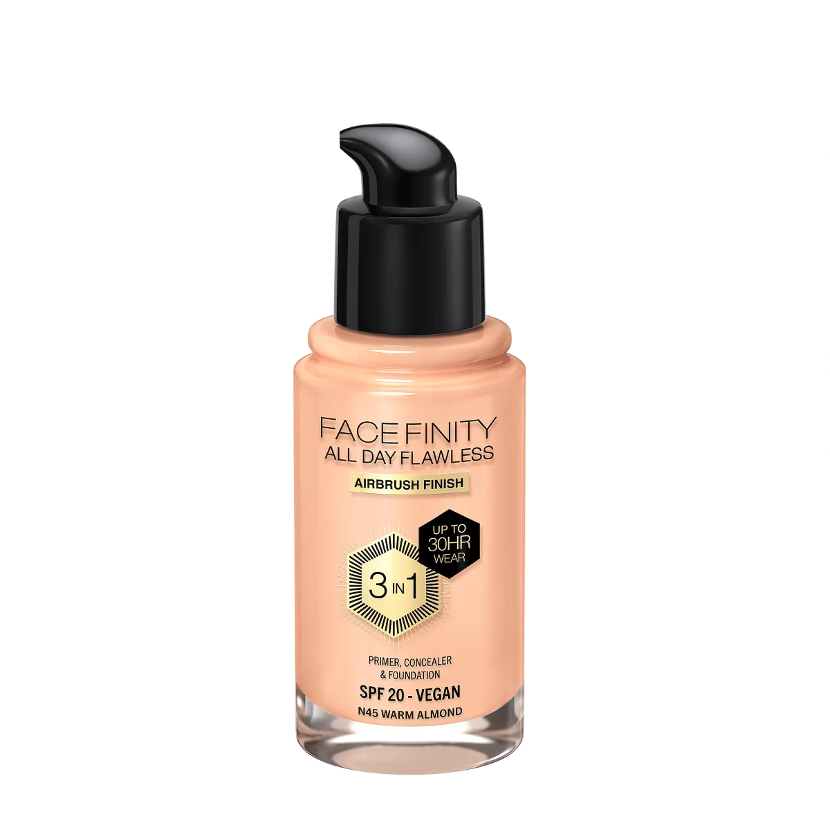 Max Factor Facefinity All Day Flawless Podkład do twarzy 3w1 N45 Warm Almond, 30 ml
