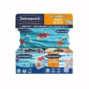 Salvequick zestaw, Aqua Block 16 sz.+ Kids 12 szt.+ chusta