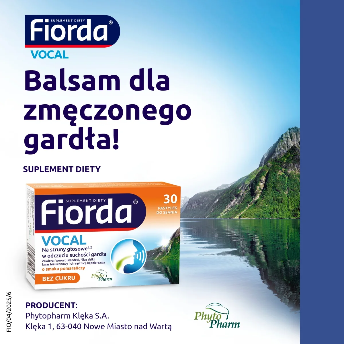 Fiorda Vocal 30 pastylek do ssania o smaku pomarańczowym