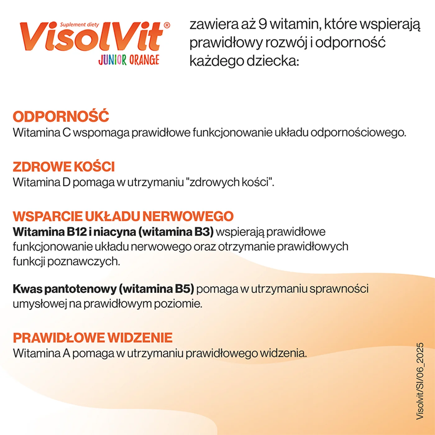 VisolVit Junior proszek musujący o smaku pomarańczowym, 10 saszetek