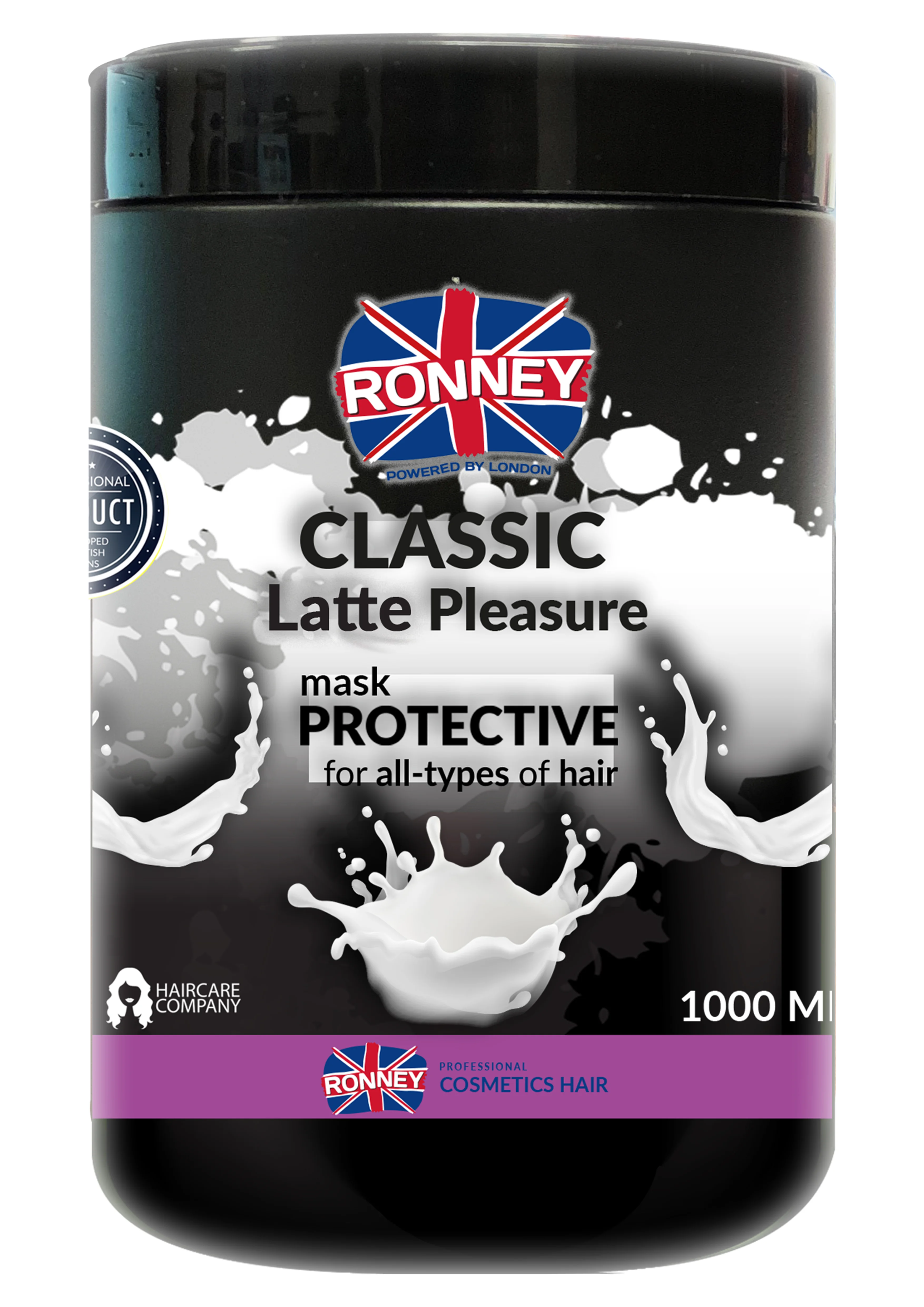 RONNEY Professional Mask Classic Latte Pleasure Protective Maska ochronna do każdego rodzaju włosów, 1000 ml