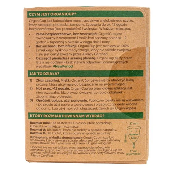 OrganiCup kubeczek menstruacyjny rozmiar mini, 1 szt.