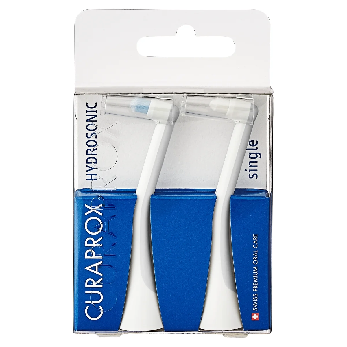 Curaprox Hydrosonic Pro końcówki single do szczoteczki sonicznej biała i niebieska, 2 sztuki