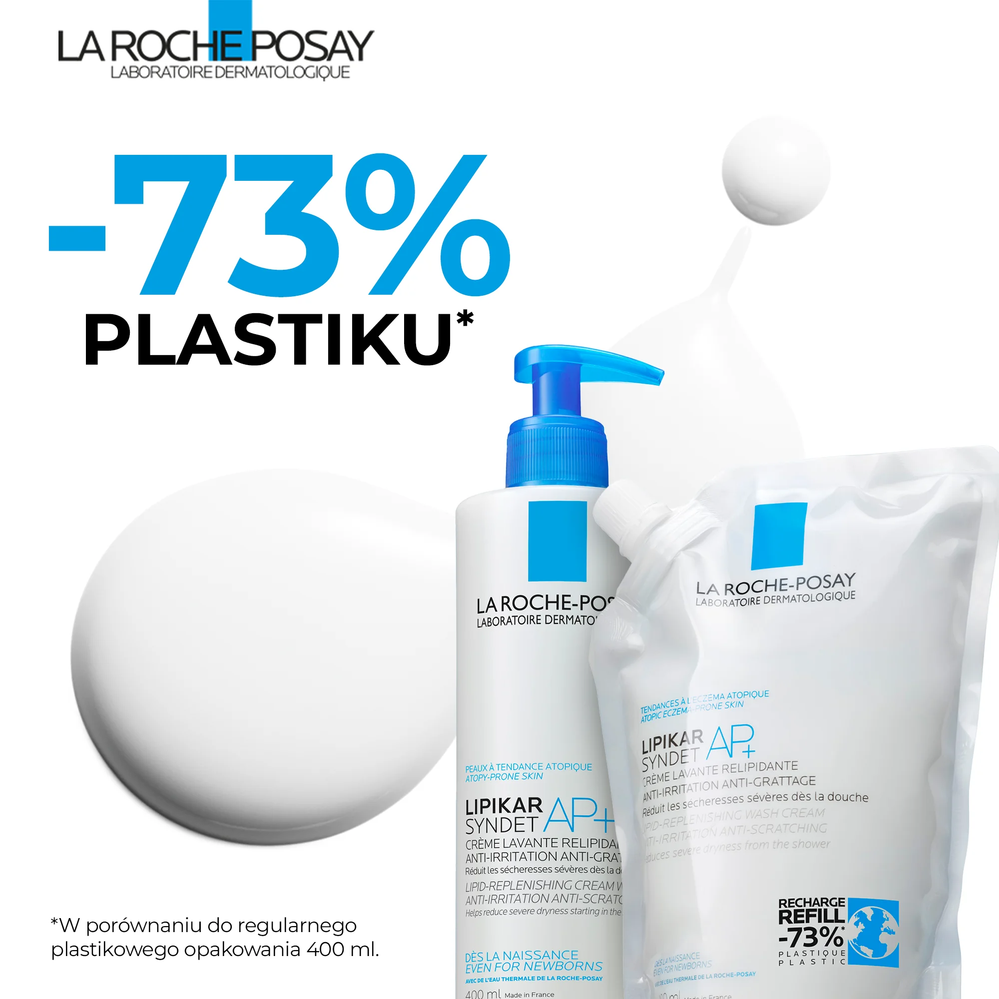 La Roche-Posay Lipikar Syndet AP+ krem myjący (refill), 400 ml