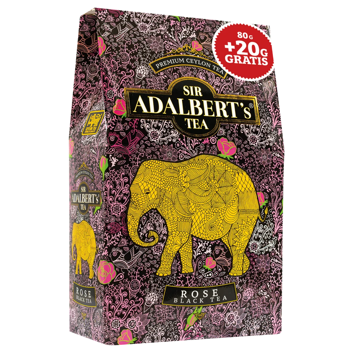 Sir Adalbert's Tea czarna herbata liściasta w kartoniku pouch Rose, 100 g