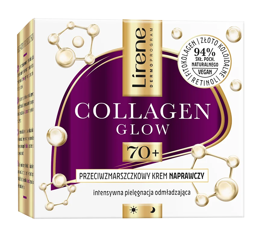Lirene Collagen Glow przeciwzmarszczkowy krem naprawczy 70+, 50 ml